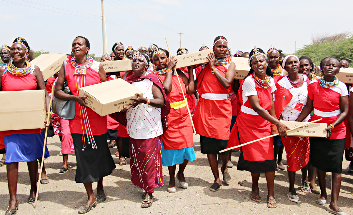 Image of the boxes of Ilchamus New Testaments arriving at the launch event